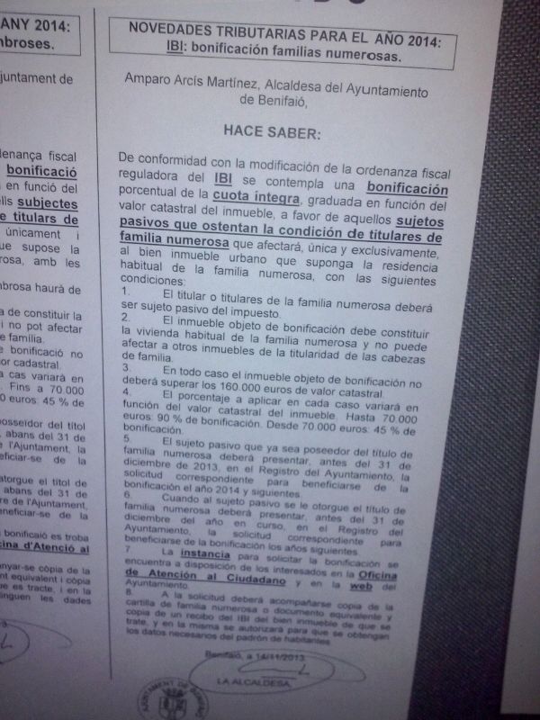 BAN AJUNTAMENT DE BENIFAIO